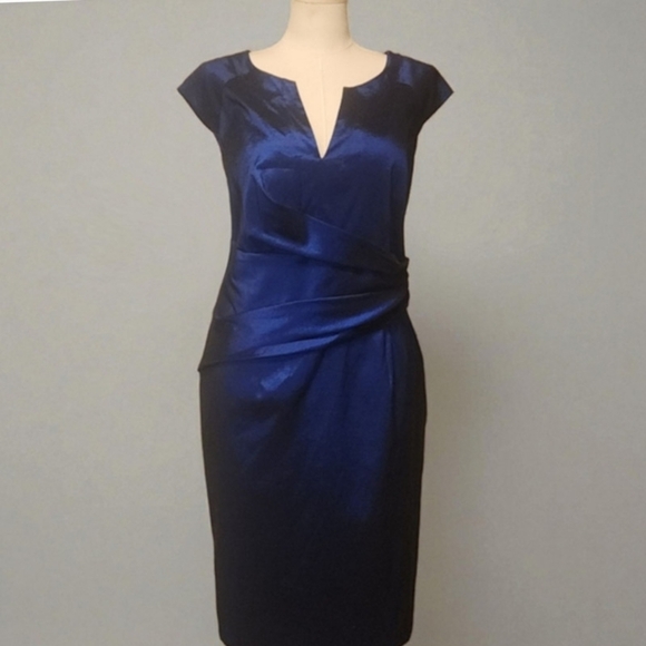 Adrianna Papell Dresses & Skirts - Adrianna Papell Navy Draped Midi Dress New With Tags